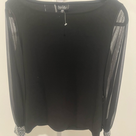 NWOT / NICOLE MILLER / Crew Neck Sheer Long Sleeve Tee / S - Picture 1 of 6